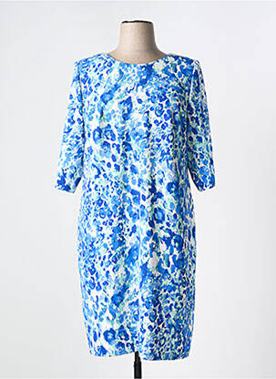 Robe mi-longue manches 3/4 manches 3/4 bleu ARONA femme