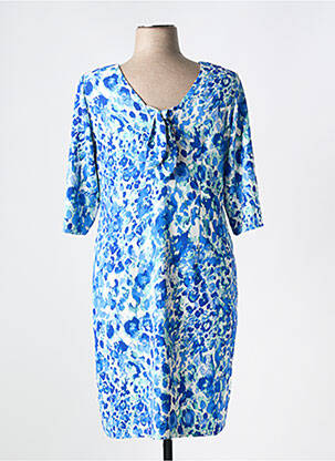 Robe mi-longue manches 3/4 manches 3/4 bleu ARONA femme