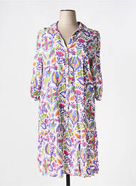 Robe mi-longue imprimé fantaisie manches longues blanc TINTA femme