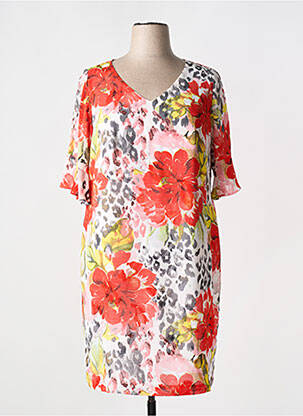 Robe mi-longue imprimé fantaisie manches courtes rouge GALA BY ROSA GIMENO femme