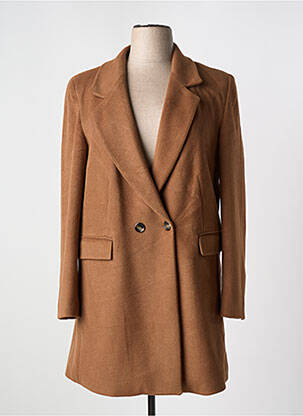 Manteau long coupe droite sans capuche marron TINTA femme