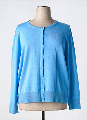 Gilet manches longues col rond bleu MICHA femme