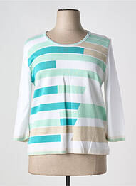 Pull col rond manches 3/4 vert SAINT CHARLES femme