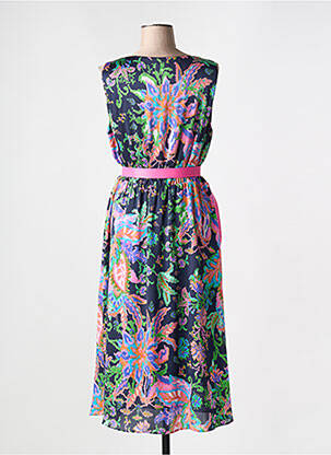 Robe mi-longue imprimé fantaisie sans manche bleu BARILOCHE femme
