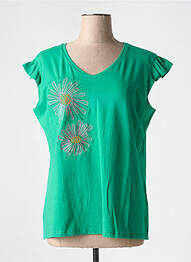 T-shirt col v manches courtes vert BARILOCHE femme