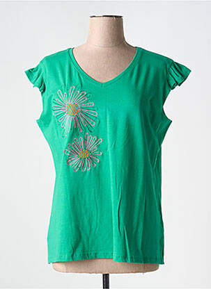 T-shirt col v manches courtes vert BARILOCHE femme