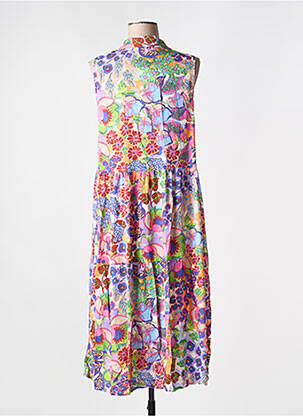 Robe mi-longue imprimé fleurs sans manche violet TINTA femme