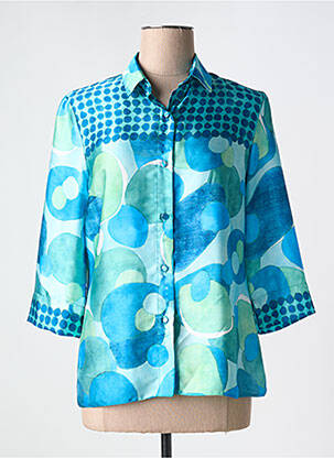 Chemisier coupe fluide manches 3/4 bleu ESTEL COLLECTION femme