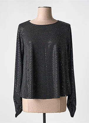 Top col rond manches longues noir ESPERANCE femme