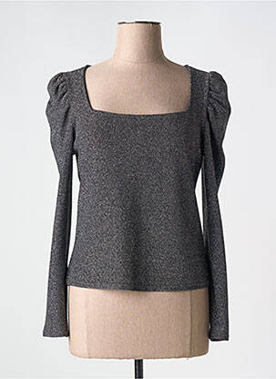 Top col carré manches longues noir ESPERANCE femme