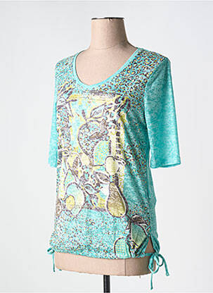 T-shirt imprimé fantaisie manches courtes bleu BARBARA LEBEK femme
