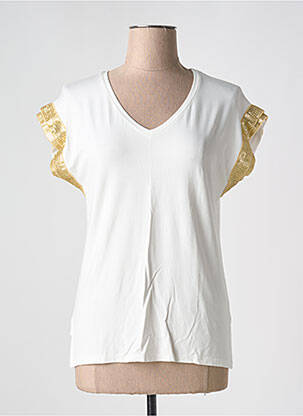 T-shirt col v manches courtes blanc BARILOCHE femme