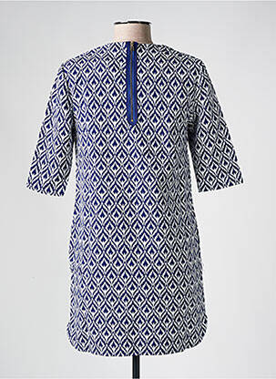 Robe courte fermeture zippée au dos manches courtes bleu SEE U SOON femme