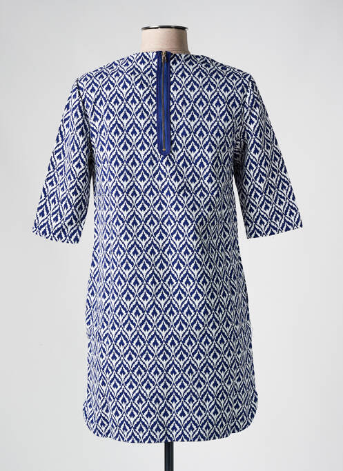Robe courte fermeture zippée au dos manches courtes bleu SEE U SOON femme