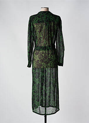 Robe mi-longue coupe fluide manches longues vert GRACE & MILA femme