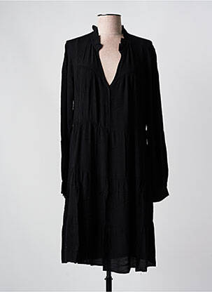 Robe mi-longue manches longues manches longues noir SEE U SOON femme