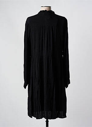 Robe mi-longue coupe fluide manches longues noir SEE U SOON femme