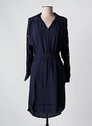 Robe courte coupe fluide manches longues bleu SEE U SOON femme