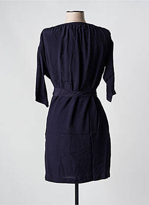 Robe courte coupe fluide manches 3/4 bleu SEE U SOON femme