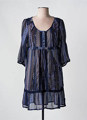 Robe mi-longue manches 3/4 manches 3/4 bleu STREET ONE femme