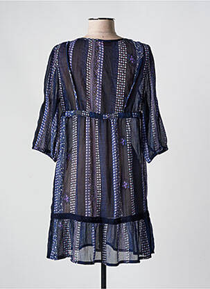 Robe mi-longue coupe fluide manches 3/4 bleu STREET ONE femme
