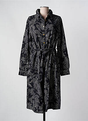 Robe mi-longue tissage crêpe manches longues noir LA FIANCEE DU MEKONG femme