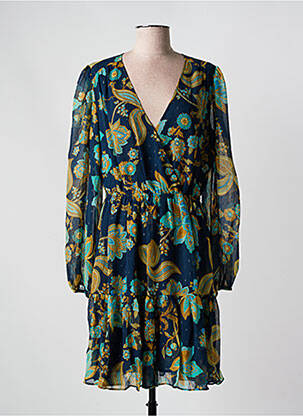 Robe mi-longue coupe fluide manches longues bleu GUESS femme
