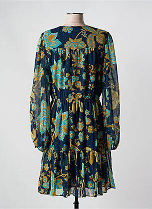 Robe mi-longue imprimé fleurs manches longues bleu GUESS femme
