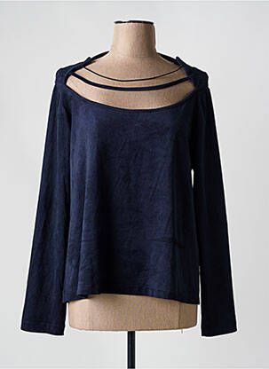 Top stretch manches longues bleu AKELA KEY femme