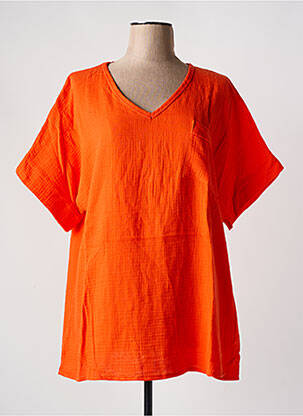 Blouse manches courtes manches courtes orange CHRISTY femme