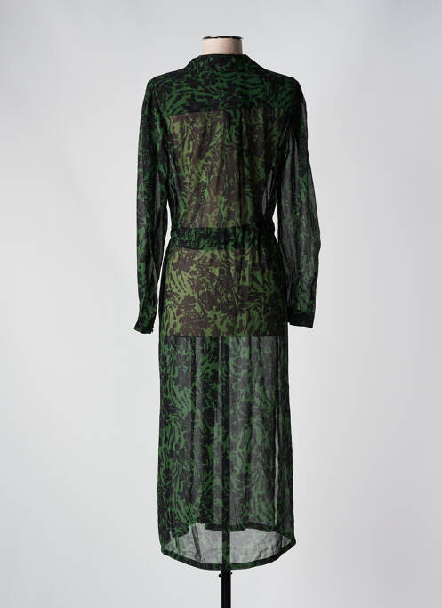 Robe mi-longue manches longues manches longues vert GRACE & MILA femme