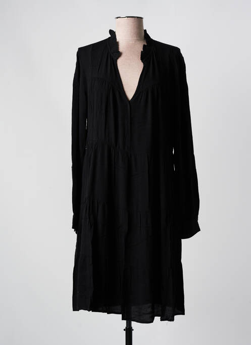Robe mi-longue manches longues manches longues noir SEE U SOON femme