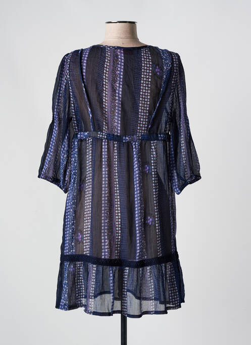 Robe mi-longue coupe fluide manches 3/4 bleu STREET ONE femme