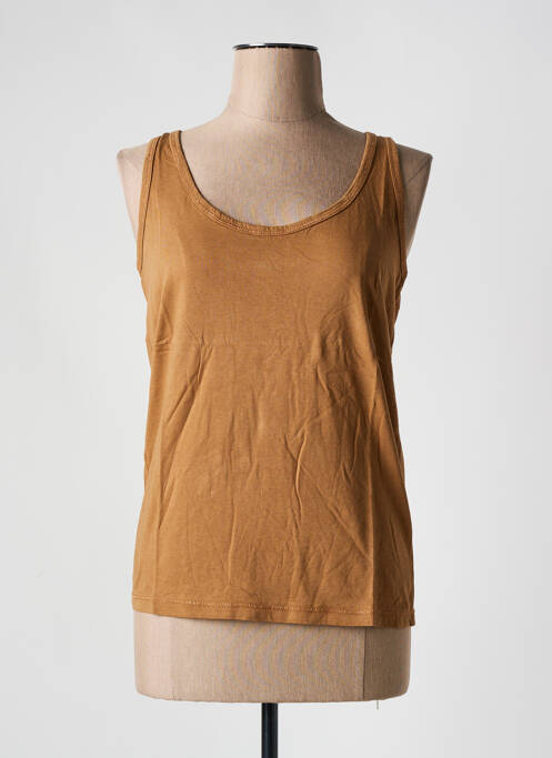 Débardeur stretch sans manche marron PAKO LITTO femme