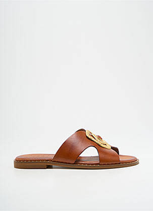 Mules/sabots matière lisse talon plat jusqu'à 3cm marron KOTRIS femme