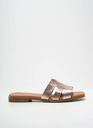 Mules/sabots matière lisse talon plat jusqu'à 3cm or KAOLA femme