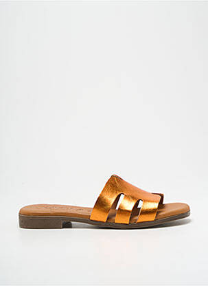 Mules/sabots tissage satiné talon plat jusqu'à 3cm orange KAOLA femme
