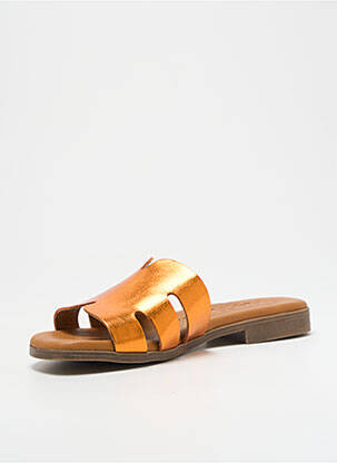Mules/sabots tissage satiné talon plat jusqu'à 3cm orange KAOLA femme