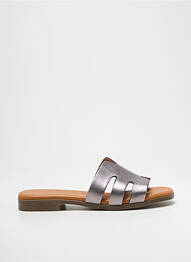Mules/sabots tissage satiné talon plat jusqu'à 3cm argent KAOLA femme