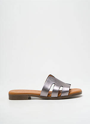 Mules/sabots matière lisse talon plat jusqu'à 3cm argent KAOLA femme