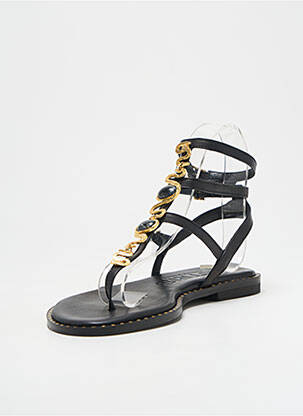 Tongs matière lisse talon plat jusqu'à 3cm noir KOTRIS femme