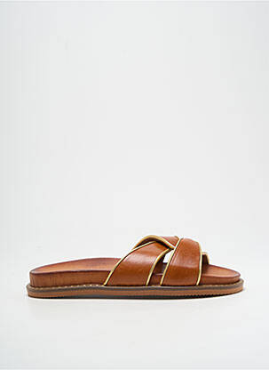 Mules/sabots matière lisse talon plat jusqu'à 3cm marron KOTRIS femme