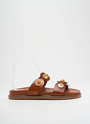 Mules/sabots matière lisse talon plat jusqu'à 3cm marron KOTRIS femme