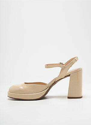 Sandales/nu pieds semi compensé talon de 7 à 9cm beige WONDERS femme