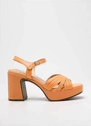 Sandales/nu pieds matière lisse talon de 7 à 9cm orange WONDERS femme