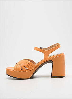 Sandales/nu pieds matière lisse talon de 7 à 9cm orange WONDERS femme