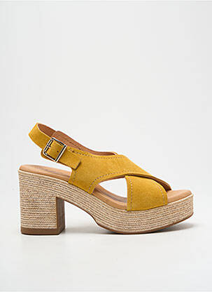Sandales/nu pieds semi compensé talon de 7 à 9cm jaune KAOLA femme