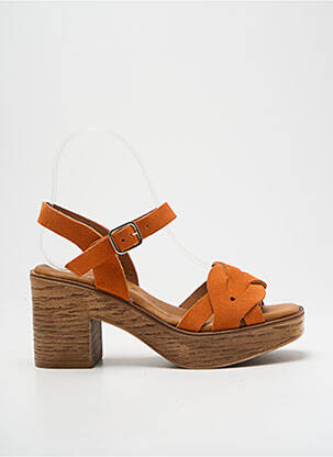 Sandales/nu pieds semi compensé talon de 7 à 9cm orange KAOLA femme
