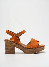 Sandales/nu pieds semi compensé talon de 7 à 9cm orange KAOLA femme