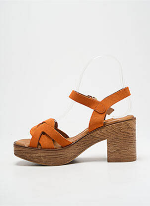 Sandales/nu pieds semi compensé talon de 7 à 9cm orange KAOLA femme